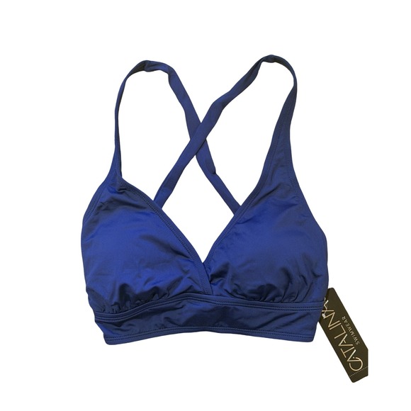 Catalina Other - Catalina Swimwear Blue Catalina Cross Back Bikini Top Midnight MDNT Womens S NWT